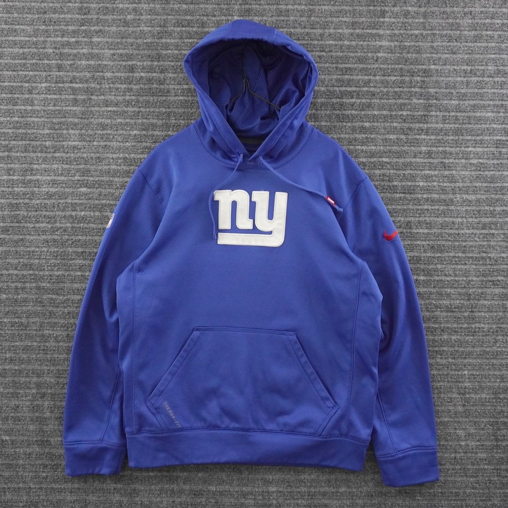 Nike New York Giants Hoodie Mens Small Blue NFL Onfield Therma-FIT Pullover